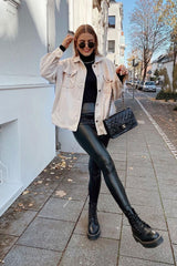 Black PU High Waisted Leggings - Emra