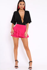 Fuchsia Frill High Waist Shorts - Sophia