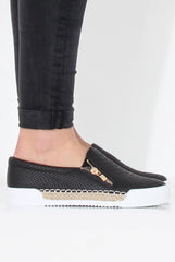 Black Snakeskin Skater - Sophie