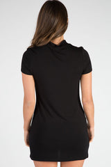 Black Choker Neck Cut Out Slogan T-Shirt Dress - Sophie