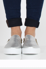 Silver Snakeskin Skater - Sophie