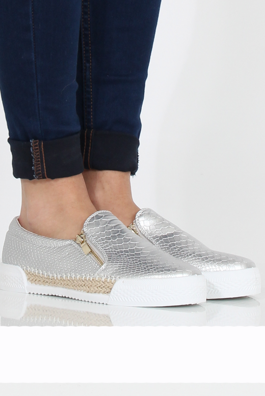 Silver Snakeskin Skater - Sophie