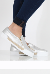 Silver Snakeskin Skater - Sophie