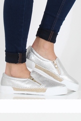 Silver Snakeskin Skater - Sophie