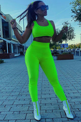 Neon Green Crop Bralet Leggings Co-Ord - Erinn