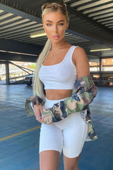 Cream Ribbed Crop Top and Cycling Shorts Co-ord - Nina