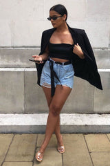 Black Satin Cowl Neck Lace Up Back Crop Top - Kamsi