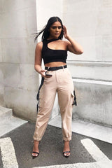 Camel Utility Buckle Trouser - Zarie