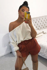 Cream Off Shoulder Knit Jumper - Brithany