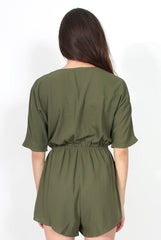 Soren Khaki Cross Over Playsuit