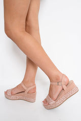 Pink Braided Woven Platform Sandals - Sreya
