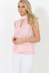 Pink Floral Cross Over Top - Stacy