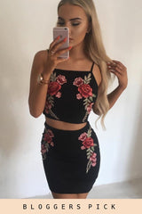 Black Floral Embroidered Co-ord - Stacey