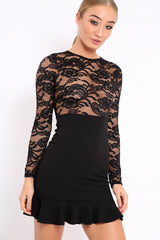 Black Lace Bodycon Dress - Stacey