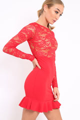 Red Lace Bodycon Dress - Stacey