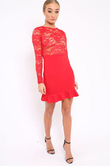 Red Lace Bodycon Dress - Stacey
