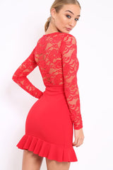 Red Lace Bodycon Dress - Stacey