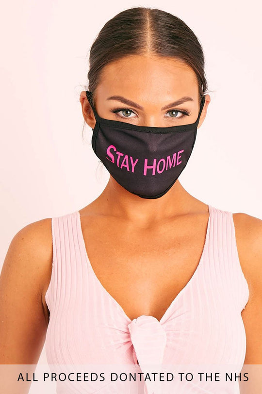 Stay Home Slogan Face Mask - Lydia