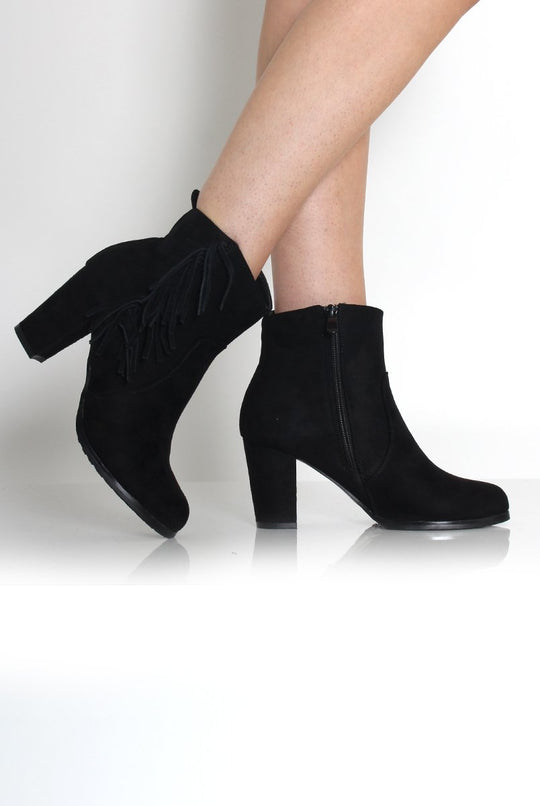 Casey Black Suede Tassel Boots