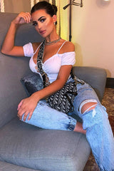 White Bardot Milkmaid Lace Up Crop Top - Abigail