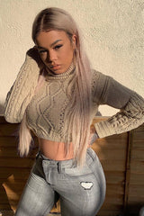 Stone Cable Knit Roll Neck Jumper - Maelie