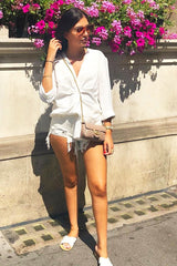 White Extreme Rip Distressed Denim Shorts - Storie