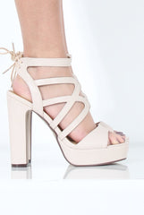 Nude Cut Out Platform Heels - Leona