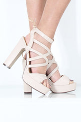 Nude Cut Out Platform Heels - Leona