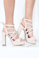 Nude Cut Out Platform Heels - Leona