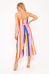 Multi Stripe Tie Waist Jumpsuit - Jakai