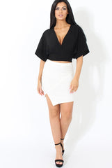 Brody White Asymmetric Ribbed Skirt