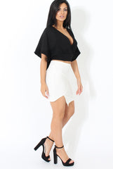 Brody White Asymmetric Ribbed Skirt
