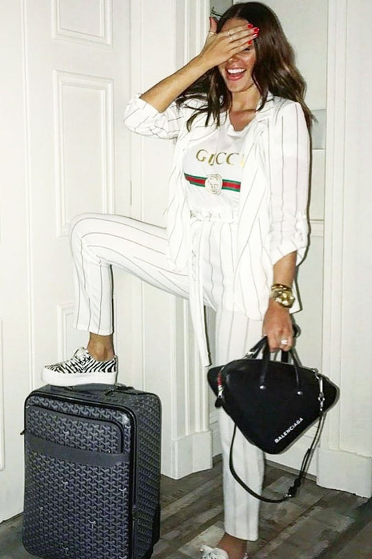 White Striped Long Wide Leg Trousers - Danniella