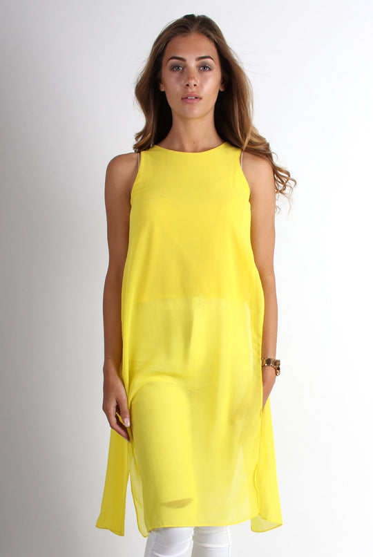 Summer Yellow Side Split Top