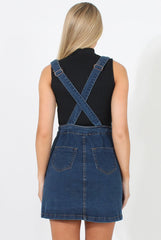 Dark Blue Dungarees Dress - Sunni