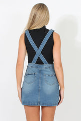 Mid Blue Dungarees Dress - Sunni