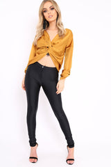 Mustard Satin Twist Knot Front Top - Susanne