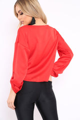 Red Satin Twist Knot Front Top - Susanne