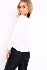White Satin Twist Knot Front Top - Susanne