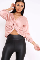 Nude Satin Twist Knot Front Top - Susanne