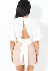 Brody Nude Asymmetric Ribbed Skirt