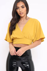 Mustard Plunge Crop Top - Suzanne