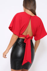 Red Plunge Crop Top - Suzanne