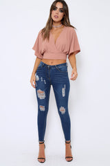 Rose Plunge Crop Top - Suzanne