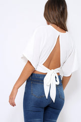 White Plunge Crop Top - Suzanne