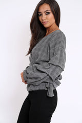 Tartan Ruffle Sleeve Wrapover Top - Susie