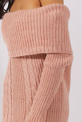 Pink Bardot Heavy Knit Jumper Dress - Suzy