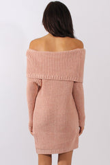 Pink Bardot Heavy Knit Jumper Dress - Suzy