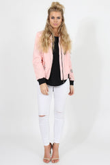 Pink Badge Detail Bomber Jacket - Suzy