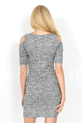 Suzie Grey Tie Up Cut Out Shoulder Dress